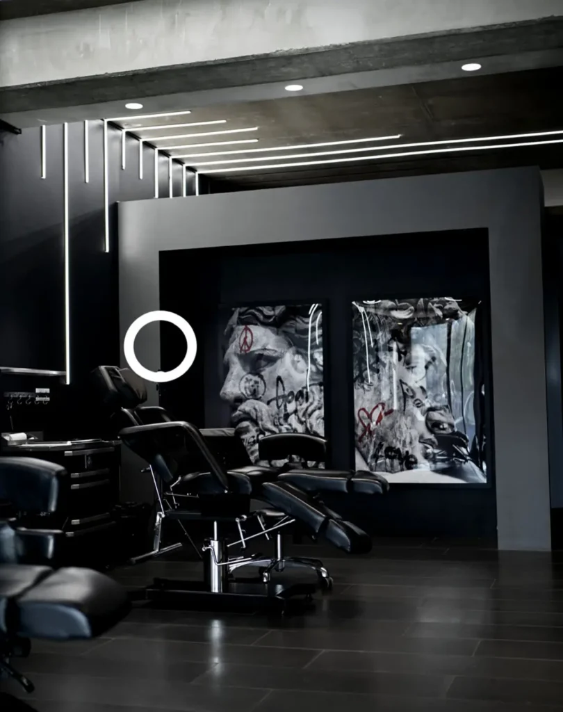 Professional tattoo studio interior in Vancouver with clean workspace and tattoo equipment